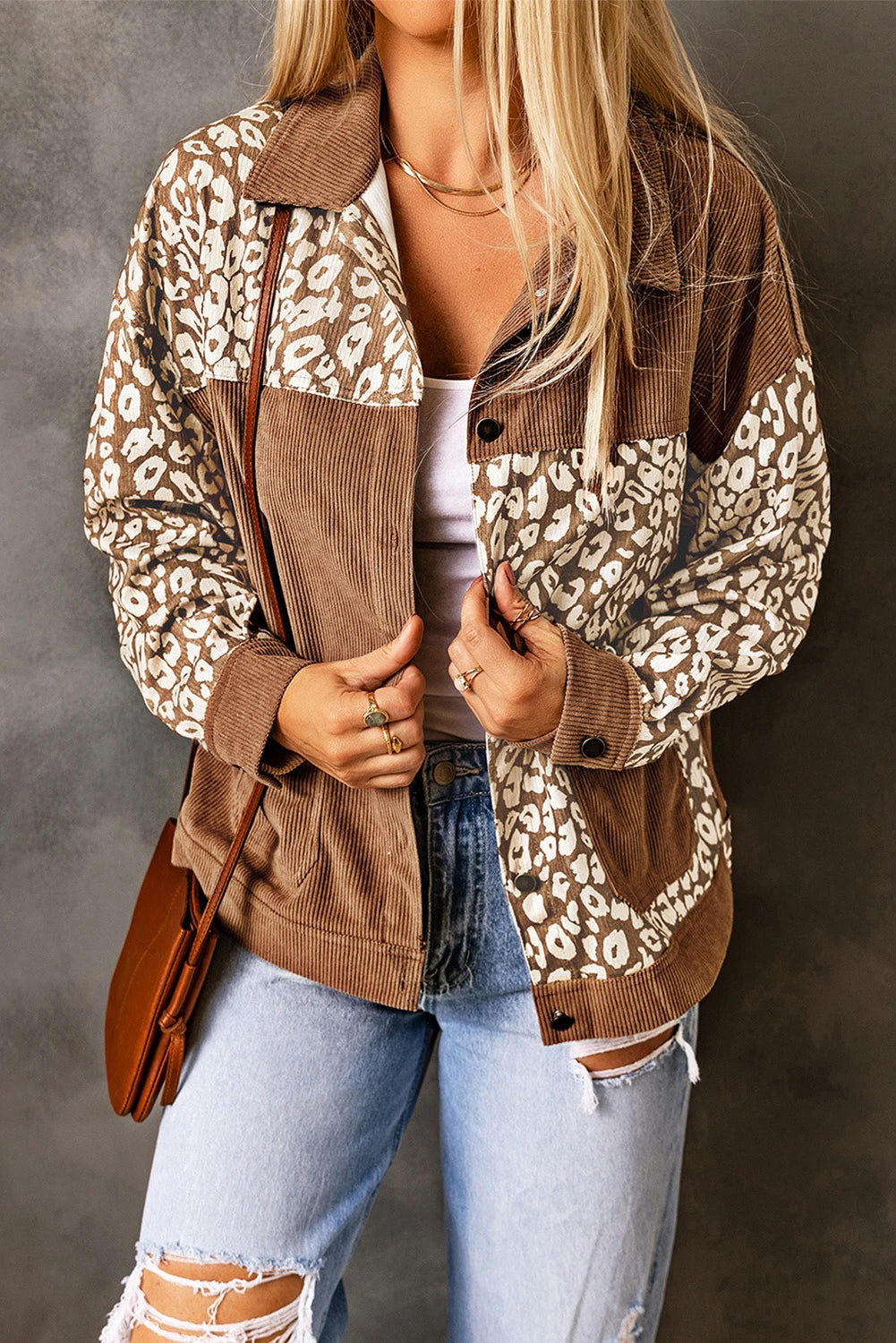 Brown and Leopard Corduroy Jacket