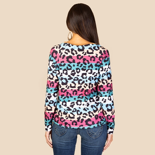 Multicolored Leopard Long Sleeve with Pocket