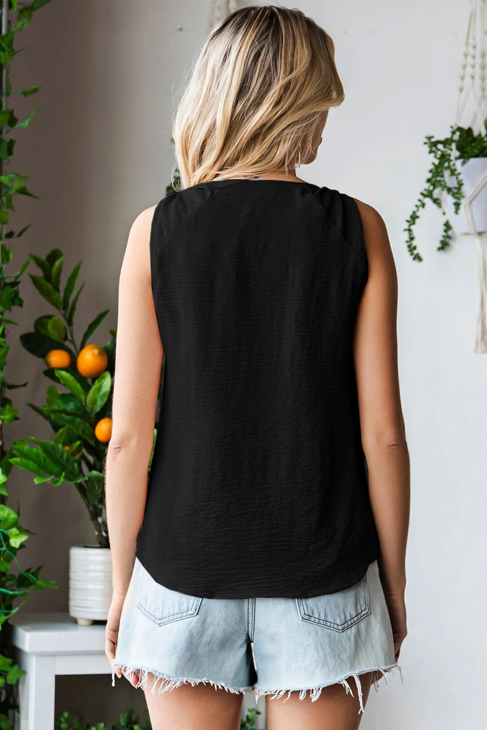 Black Casual Knotted Shoulder Top