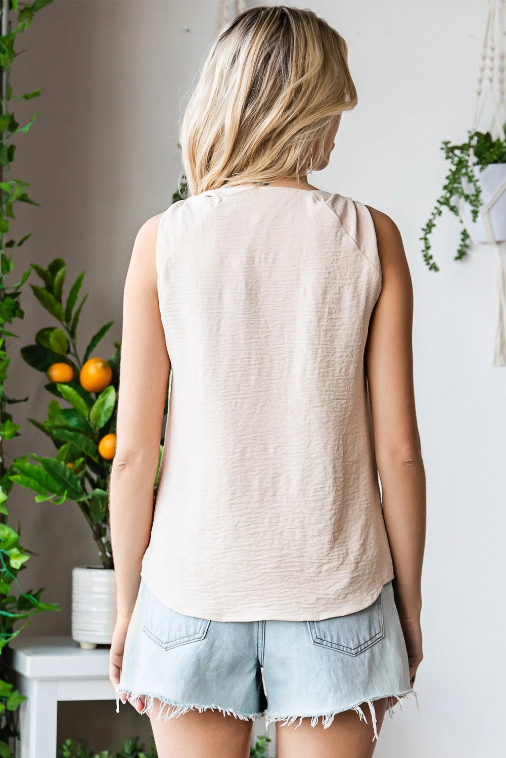 Khaki Casual Knotted Shoulder Top