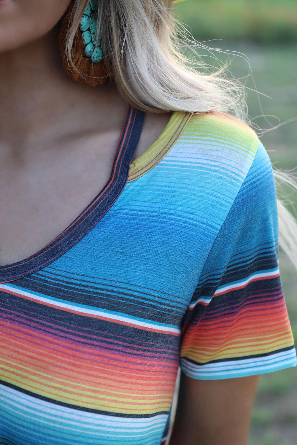 Multicolored Striped Short Sleeve Shirt