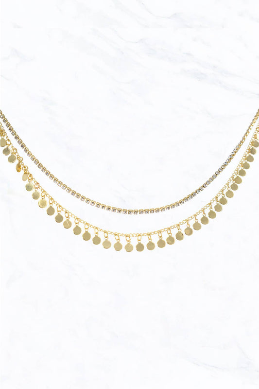 Two Layered Disk Tennis Chain Necklace