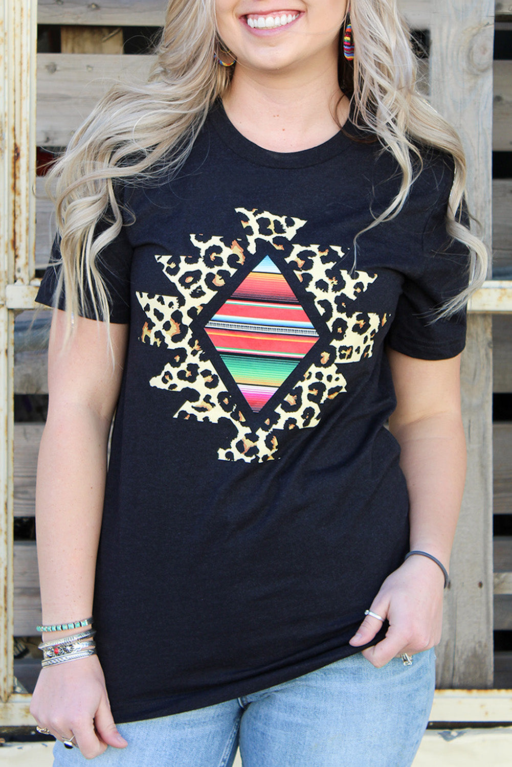 Black Leopard Aztec T-Shirt