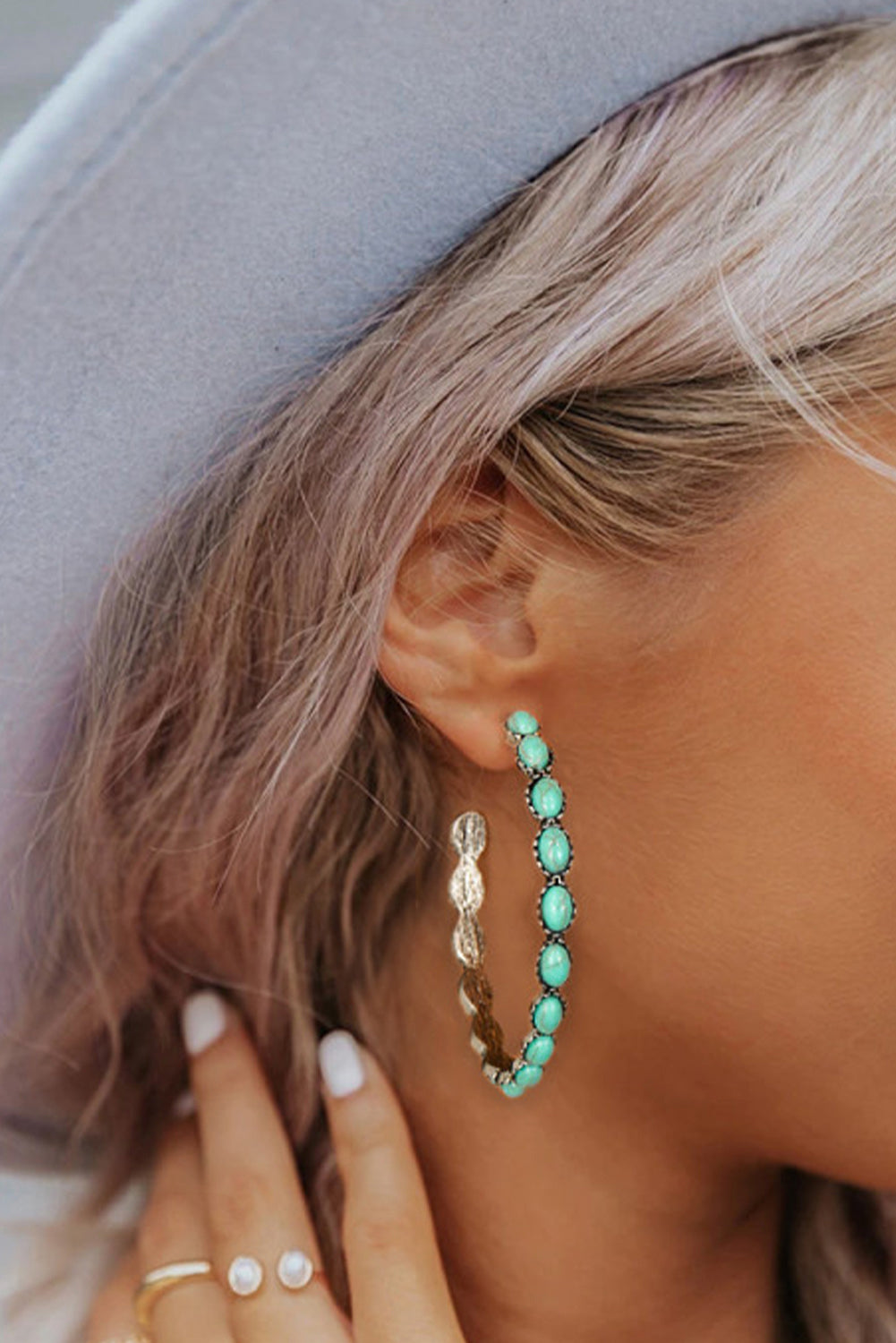 Turquoise C-Shape Earrings