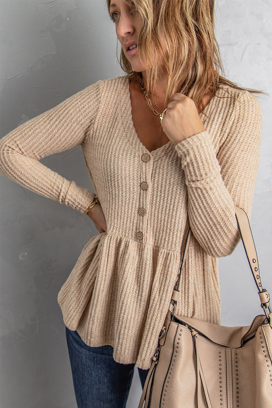 Knit Long Sleeve Peplum Top