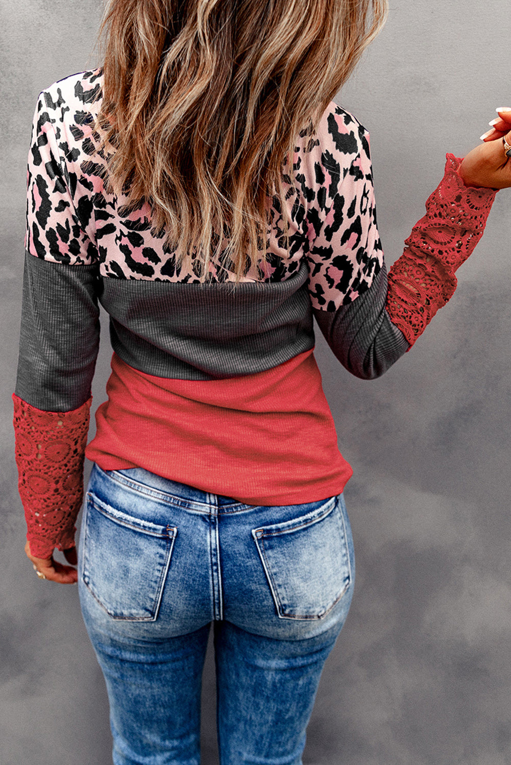 Leopard and Lace Long Sleeve (Red)