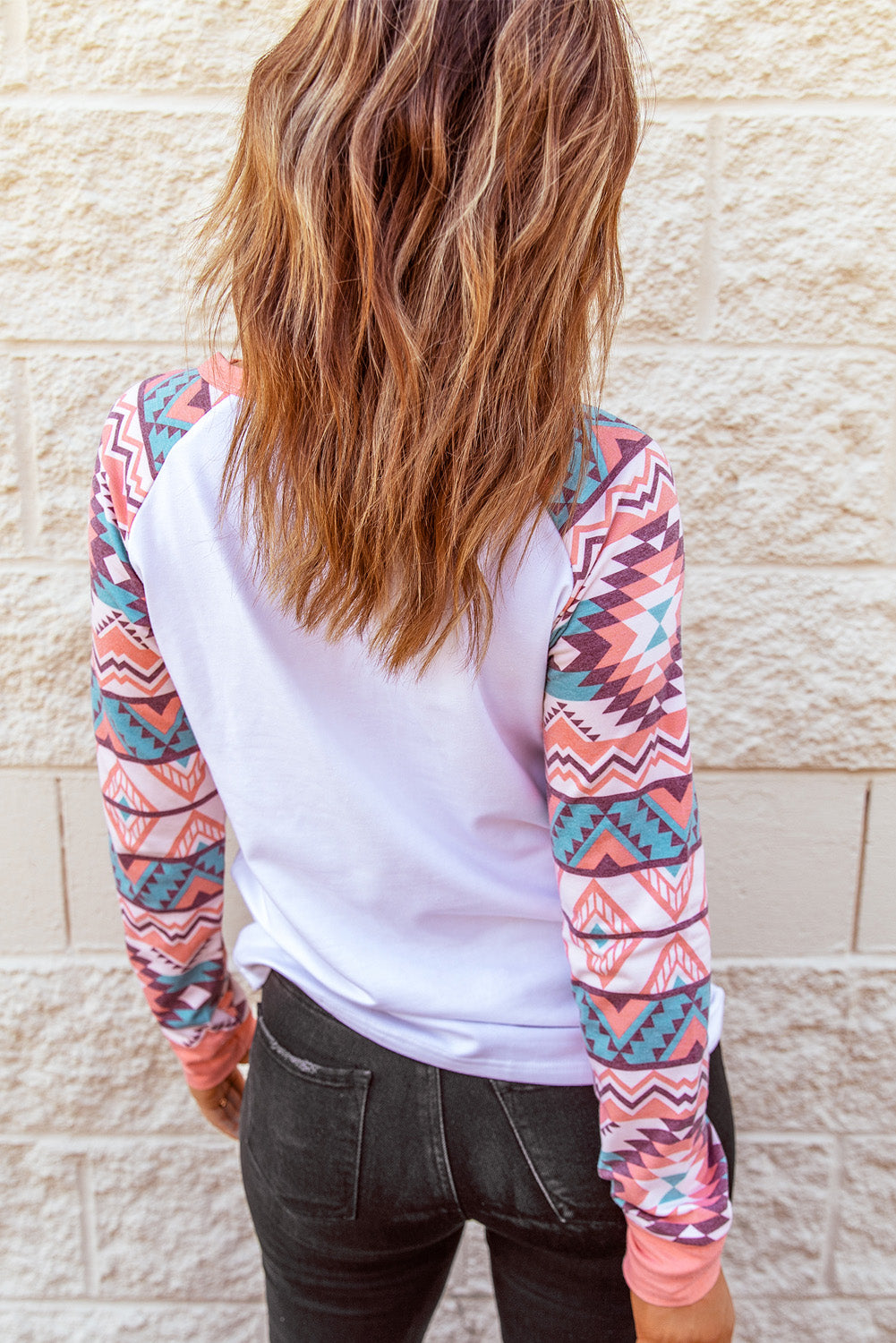 White and Pink Aztec Long Sleeve