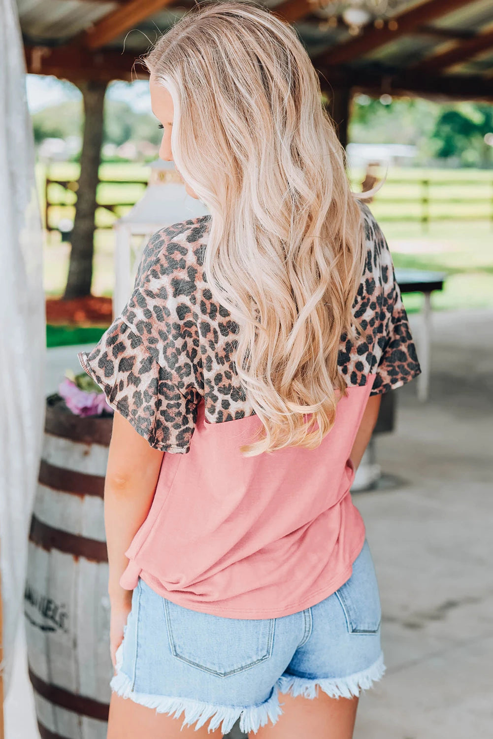 Pink Leopard and Sequin Short Sleeve