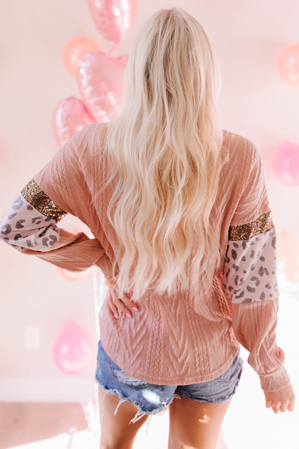 Leopard and Pink Sequin Sweater