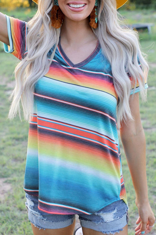 Multicolored Striped Short Sleeve Shirt