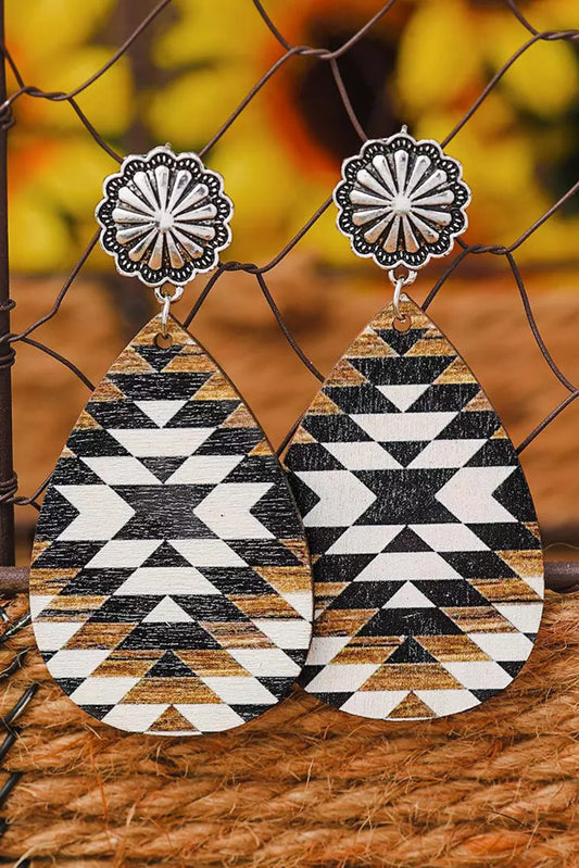 Wooden Aztec Earrings