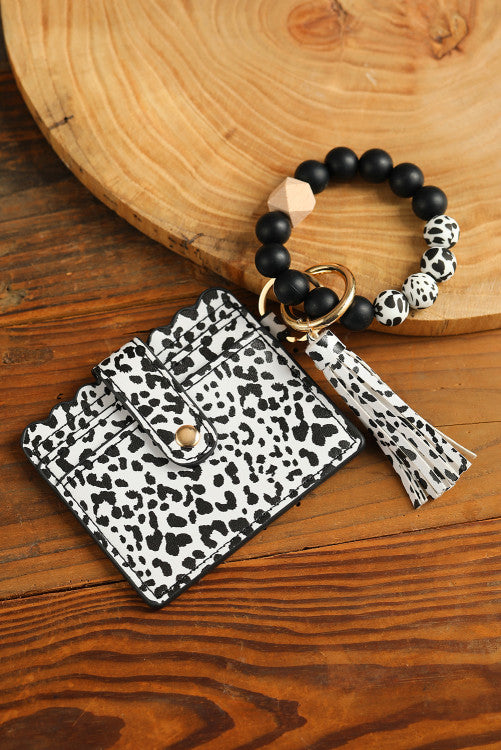 Black and Leopard Card Holder and Keychain